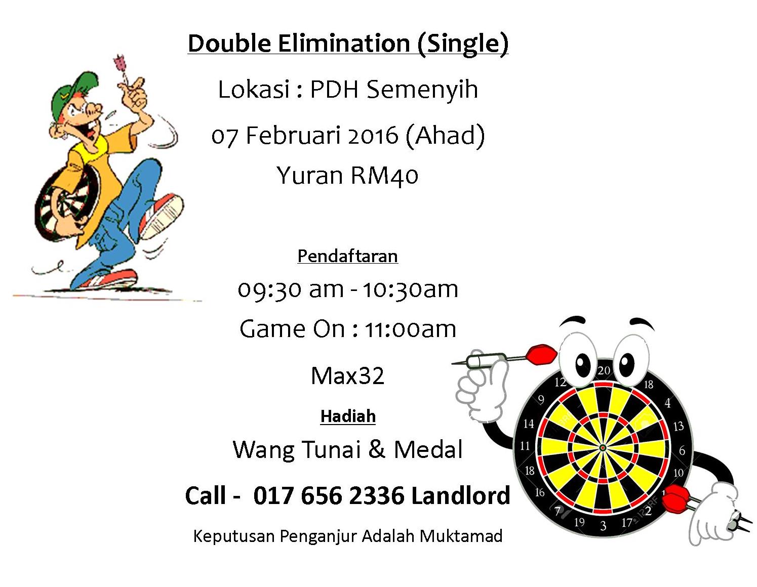 All About Darts DOUBLE ELIMINATION ( SINGLE ) PDH SEMENYIH