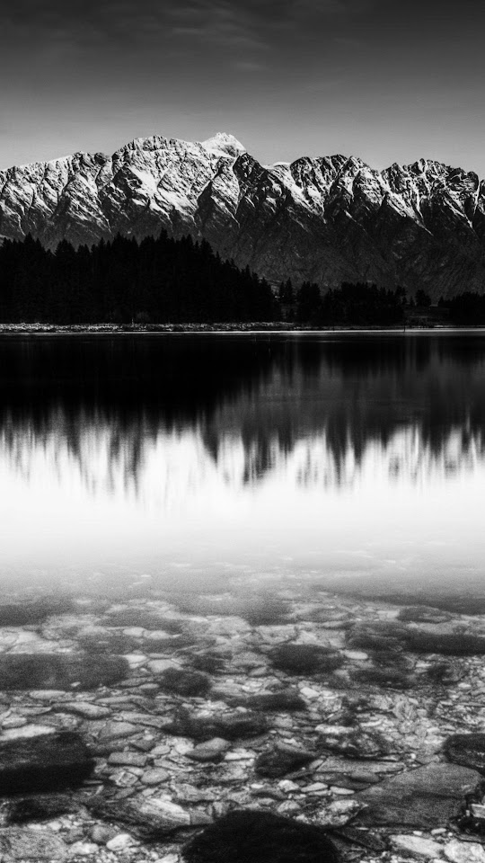 Black And White Snow Mountain Lake  Galaxy Note HD Wallpaper