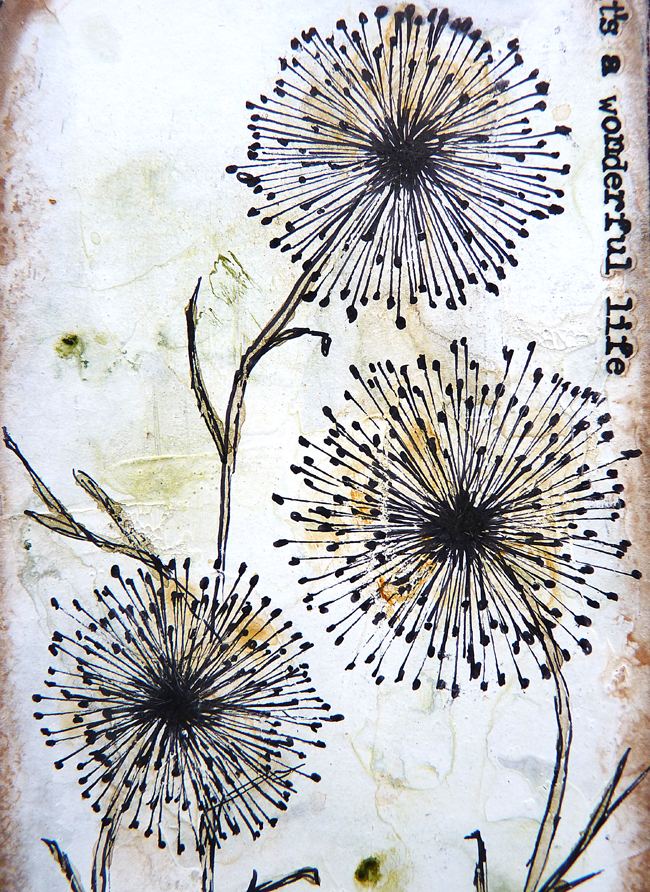 Bumblebees and Butterflies Framed pen and ink over gesso 2