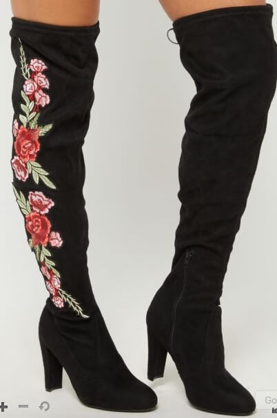 rue21 Floral Embroidered Over The Knee Boots