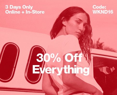 American Apparel Weekend 30% Off Everything Promo Code