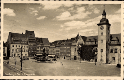 Swastikas flying at the Obermarkt Freiberg