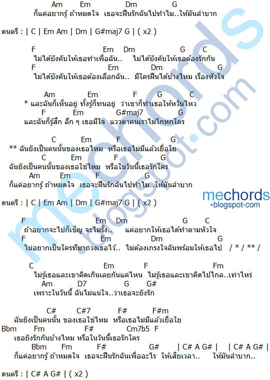 คอร์ดเพลง ฉันยัง ขมคอ