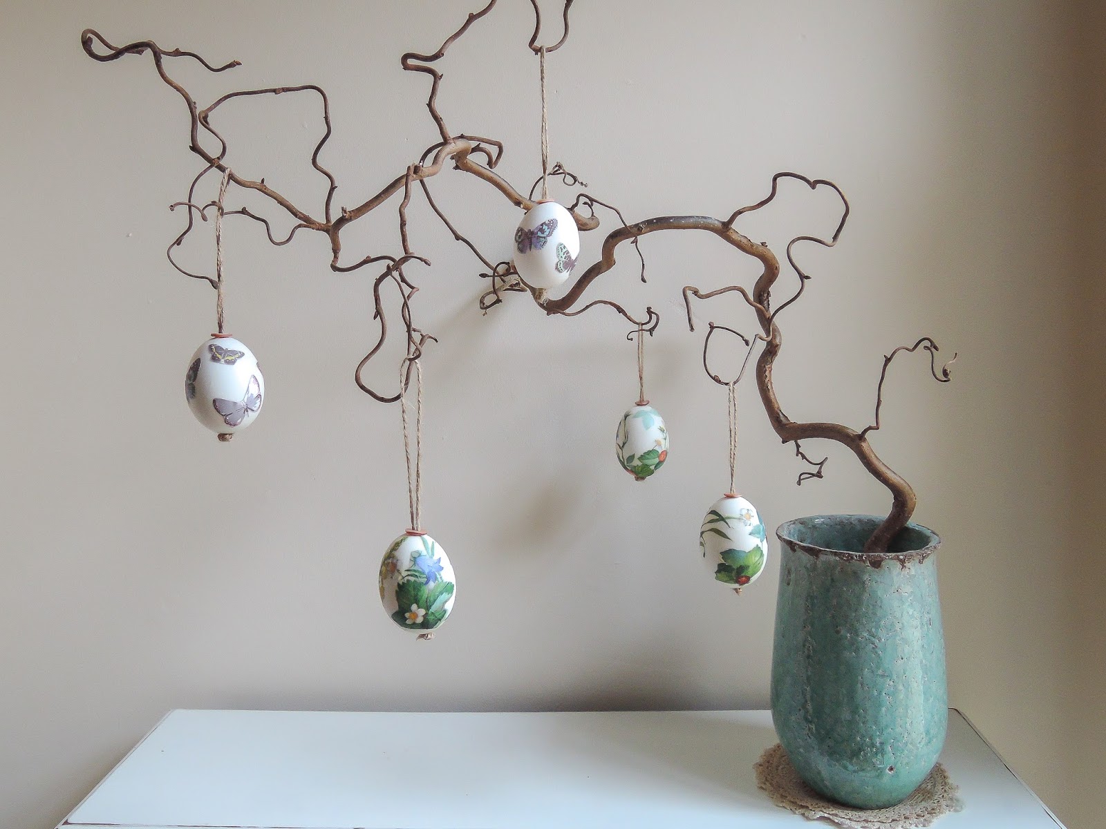 A Handmade Cottage Decoupaged Easter Egg Tree Decorations