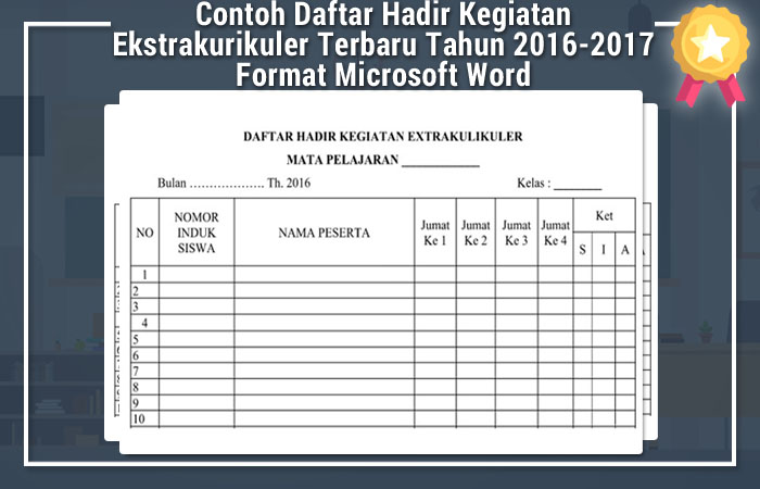 Contoh Daftar Hadir Kegiatan Ekstrakurikuler Terbaru Tahun