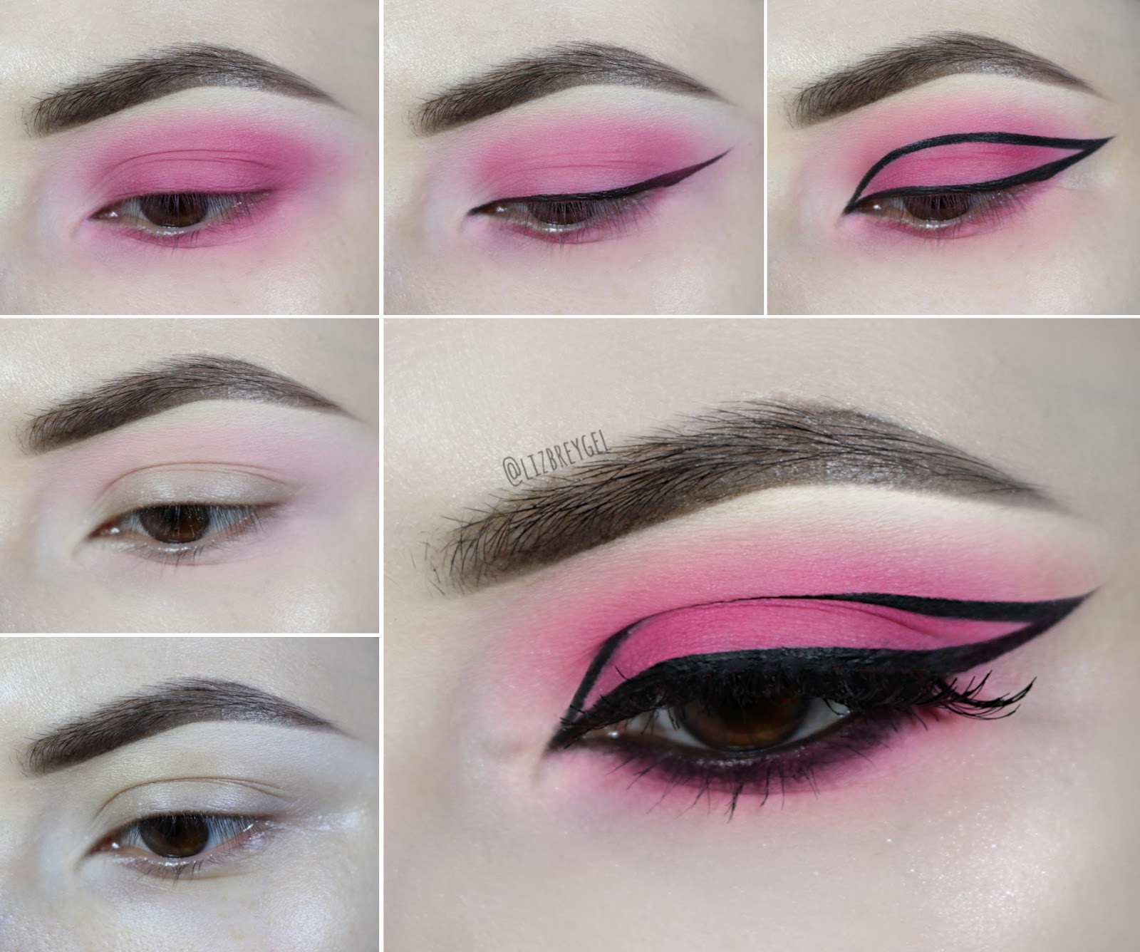 bubblegum pink and graphic eyeliner step by step makeup tutorial