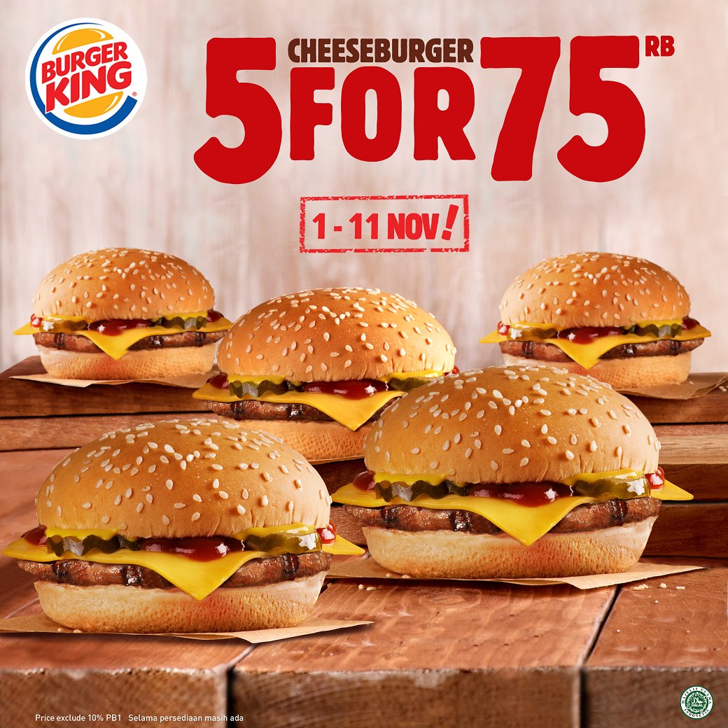 BurgerKing - Promo Makan Asik 5 Cheeseburger HANYA 75ribuan (s.d 11 Nov 2018)