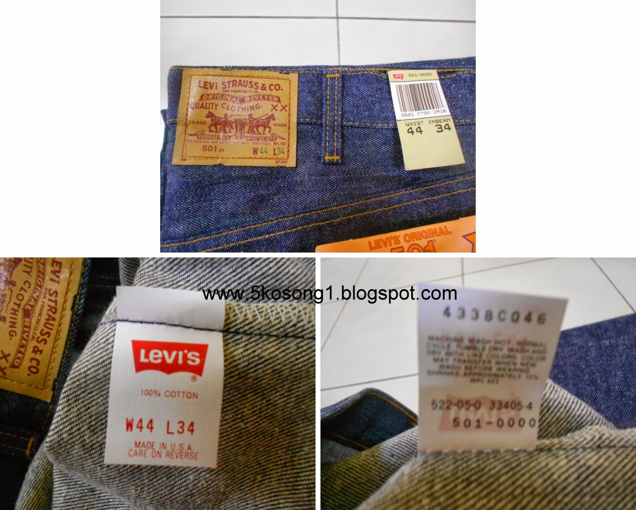 5kosong1: New Old Stock NOS Levi's 501 Shrink To Fit W44 L34 Made in USA