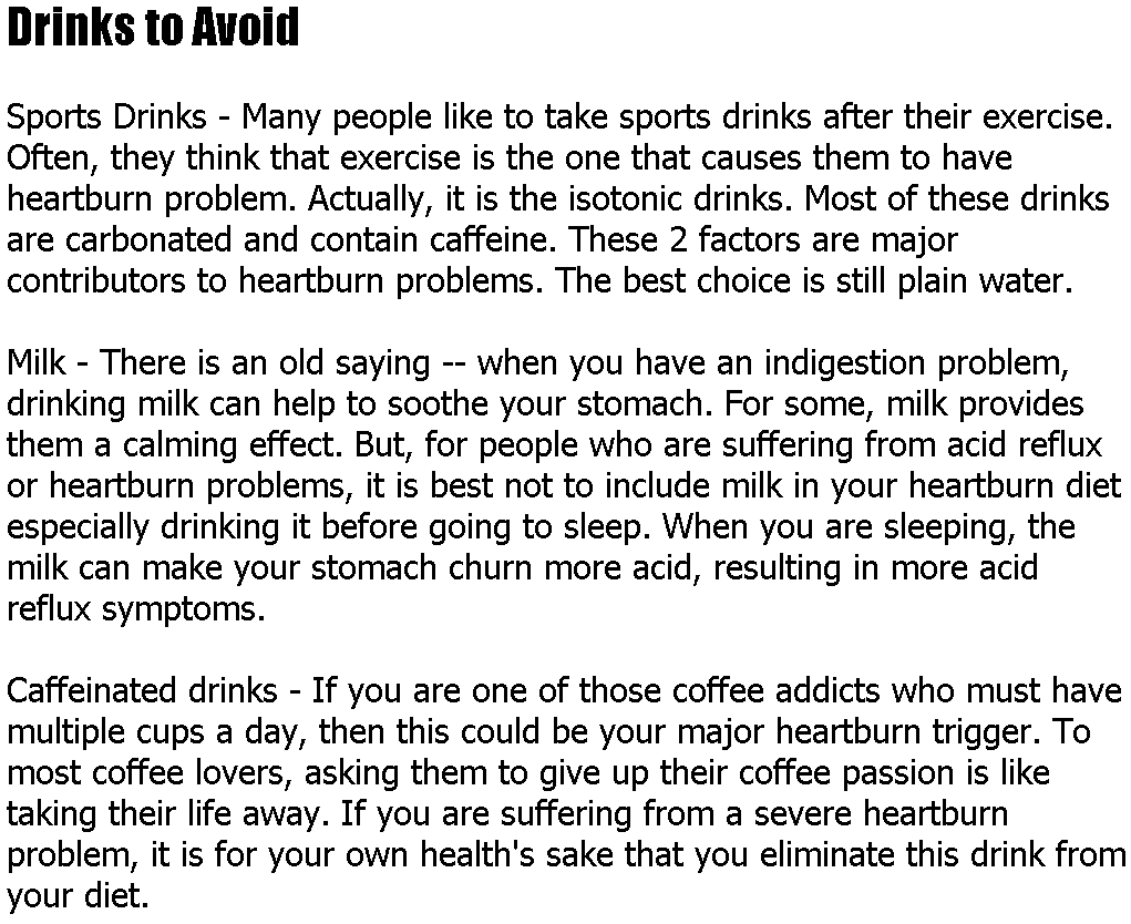 HeartBurn Remedy Heartburn After Drinking Drinks to Avoid