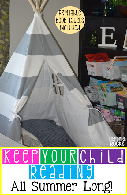 Are you looking for a fun idea to keep your child reading all summer long?  Your child will love a teepee reading corner.  This article will show you everything you will need along with free book label printables.  Prevent your child from the backward summer slide.