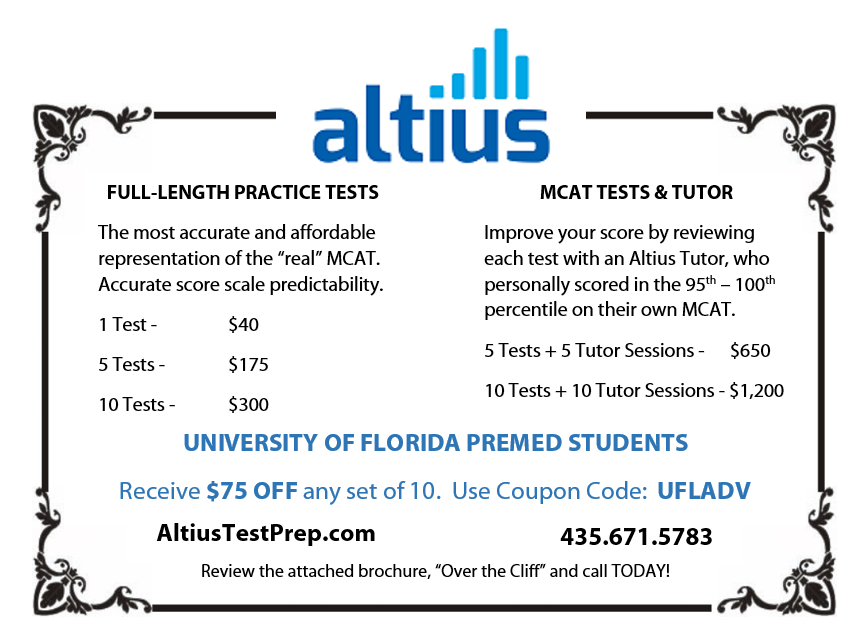 UF PreHealth Blog Discounted Altius MCAT Practice Exams