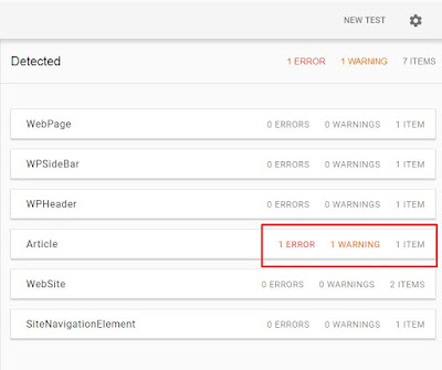 setelah di cek di data structure google terdapat kesalahan kode di blog nya
