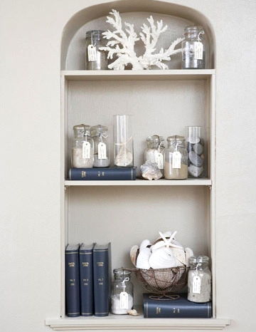 glass jars on shelf