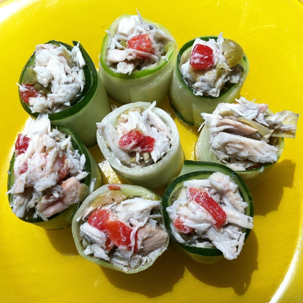Eat. Drink. Happy Tummy. Mediterranean Tuna Salad Cucumber Rolls