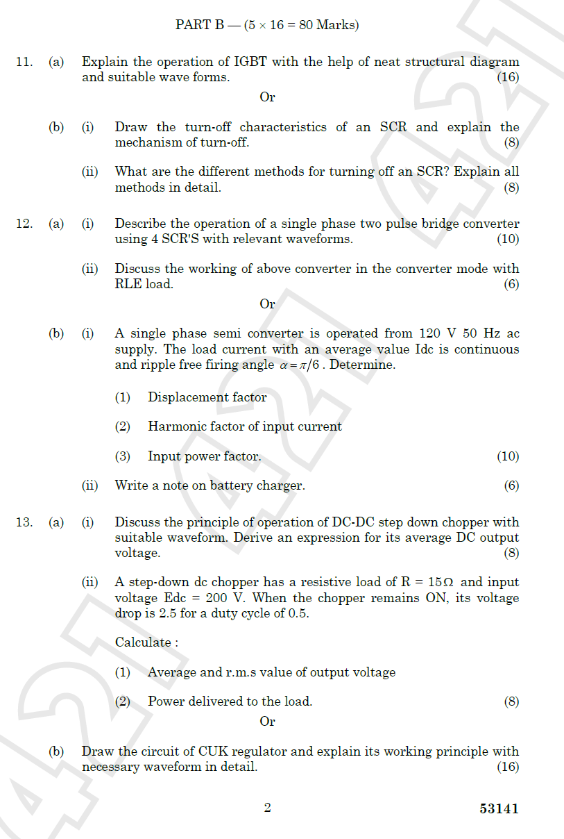 EE2301 Power Electronics Nov Dec 2010 Question Paper University