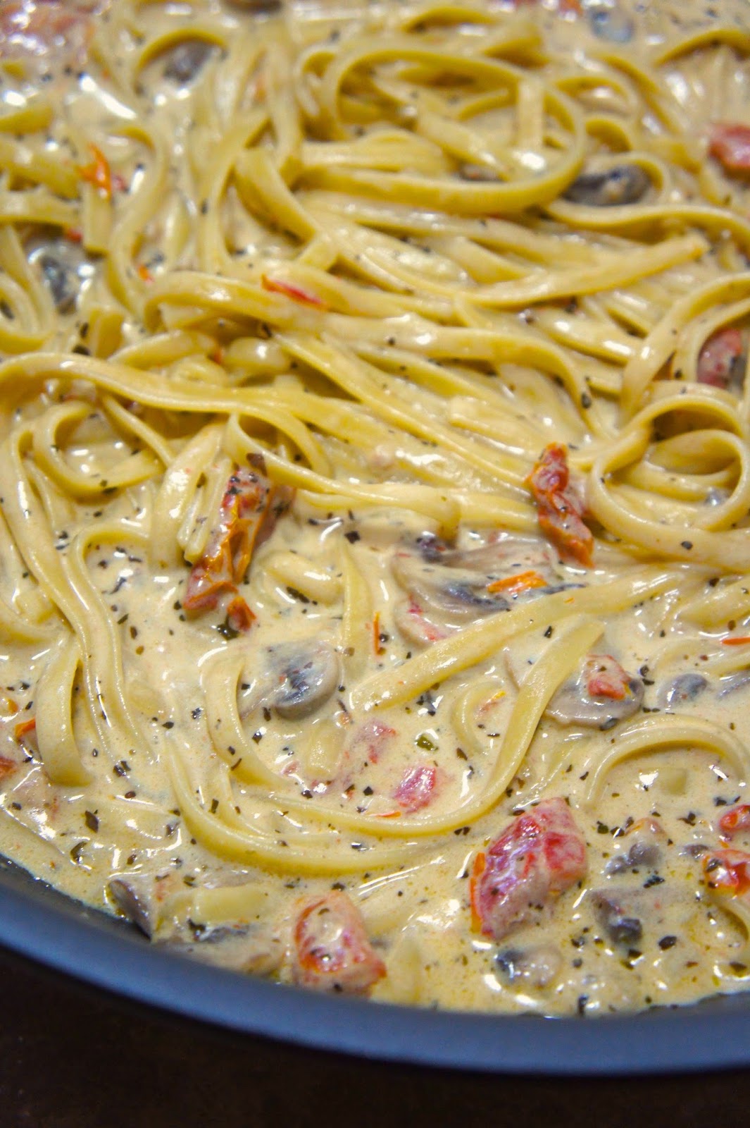 Savory Sweet and Satisfying Sun Dried Tomato and Mushroom Pasta in