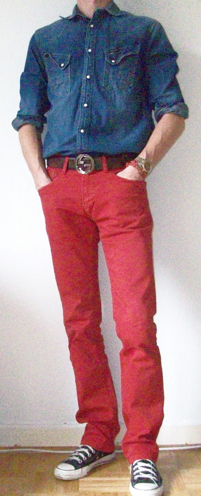AlStyle76 Red Jeans + Denim Shirt