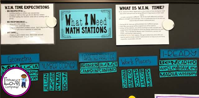 Organizing groups for differentiation in the classroom can be daunting.  Literacy Loves Company shares how she manages W.I.N. math stations and creates small groups in her 5th grade math class. 