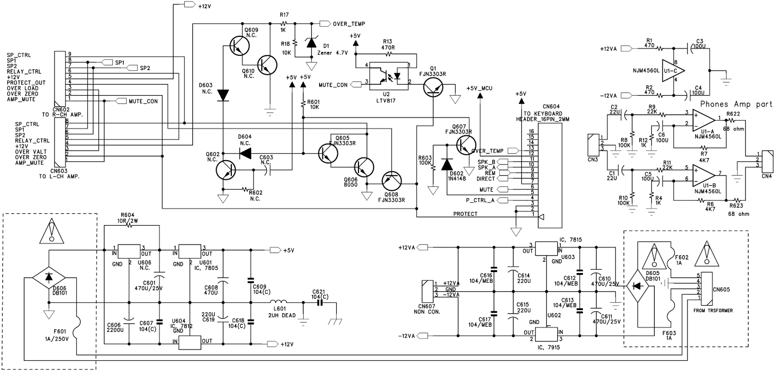 HARMAN KARDON HK 970 - HK230  INTEGRATED AMPLIFIER  POWER SUPPLY – POWER AMP - SCHEMATIC