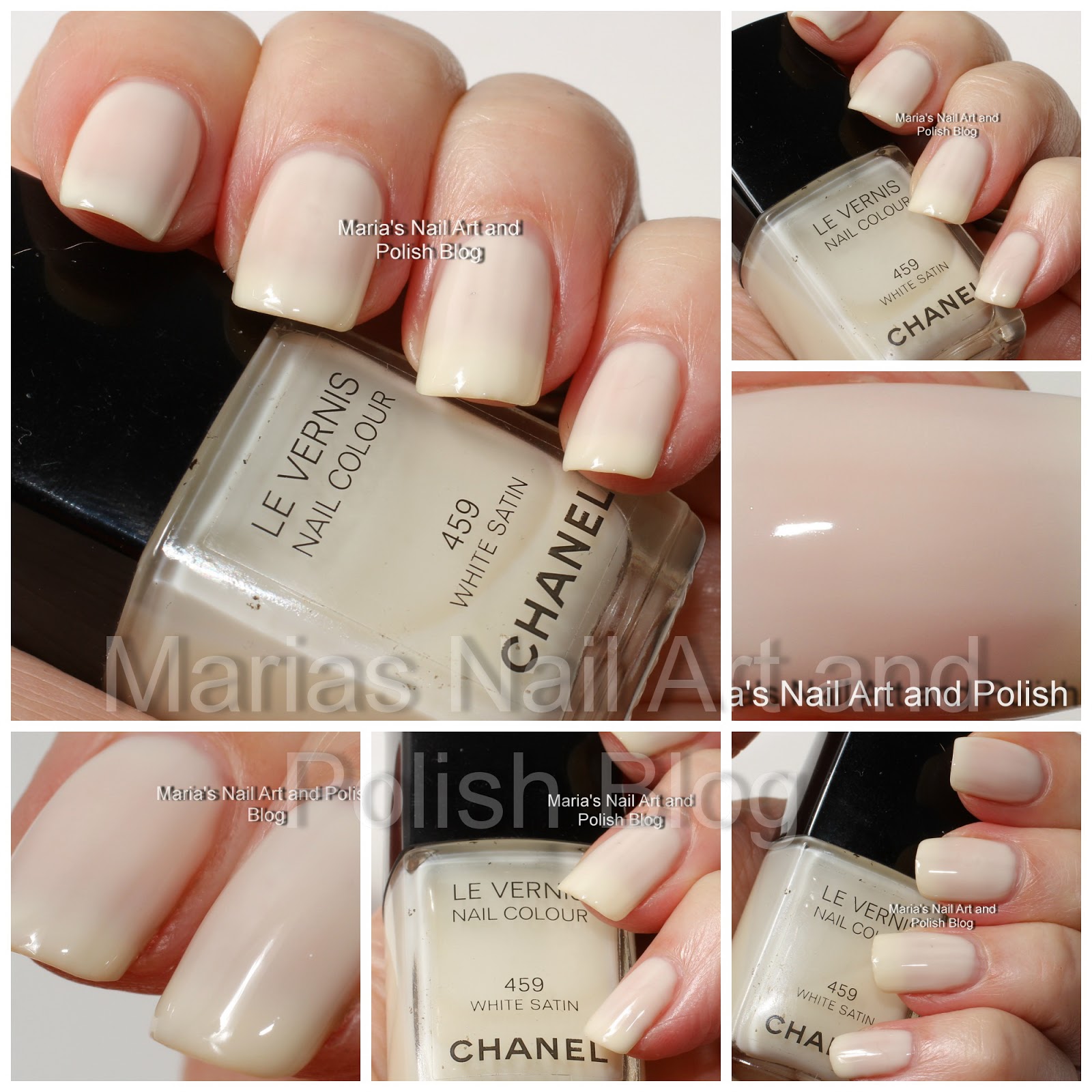 Marias Nail Art and Polish Blog: Chanel White Satin 459, Aurora Blues  Accent coll. swatches