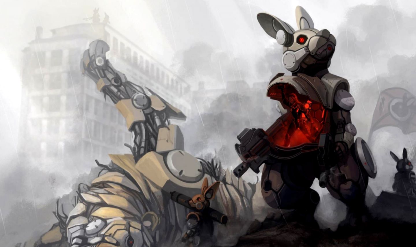 rain mecha grey urban rabbits b DH