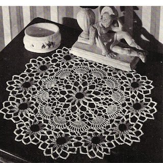 Flower Doily Crochet Pattern with Black Eyed Susan Motif and Shells