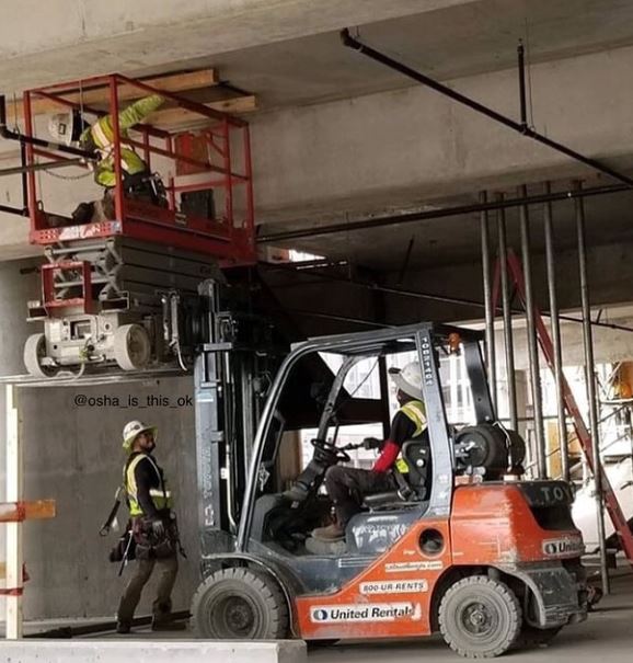 Just A Car Guy I hope the scissor lift is broken, and they are