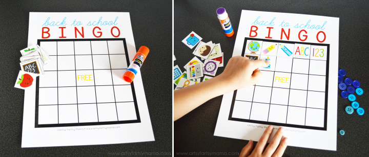 Free Printable Back to School Bingo at artsyfartsymama.com #school #freeprintable #printable #bingo