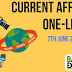 Current Affairs One-Liner: 7th June 2020