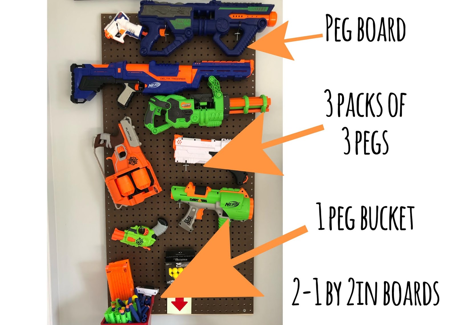 Peg Board Nerf Gun Organizer Nerf Wall Diy A How To Guide For
