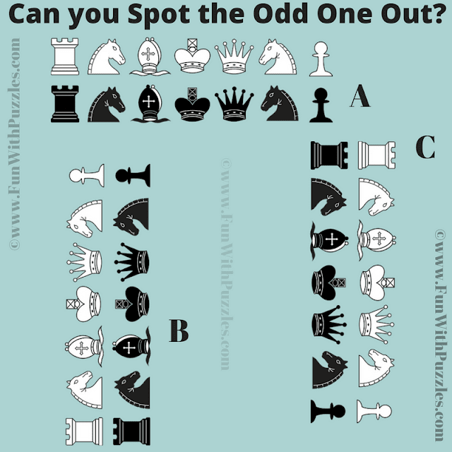 Chess Pieces Odd One Out: Strategy Puzzle