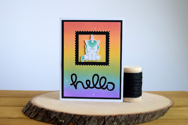Rainbow Distress Oxide Ink Blending Tutorial by Jess Crafts featuring Stamping Bella Unicorns