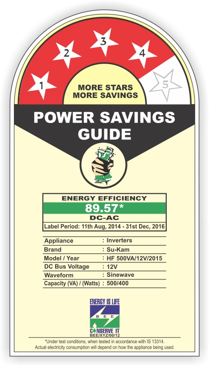 Su Kam s Inverter Receives 4 Star Rating From Bureau Of Energy 