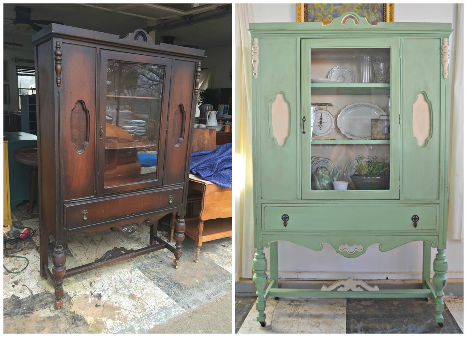 Heir and Space A Vintage Hutch in Mint Green