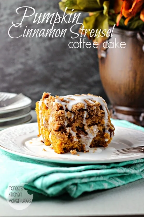 Pumpkin Cinnamon Streusel Coffee Cake:  Pumpkin, cinnamon, pecans and streusel inside and out! 