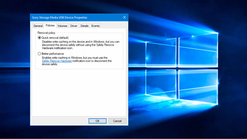 Windows 10 Policy Settings for external disk drives