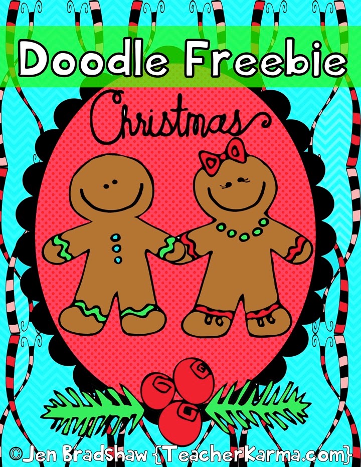 FREE:  Christmas doodle pages to color.  TeacherKarma.com