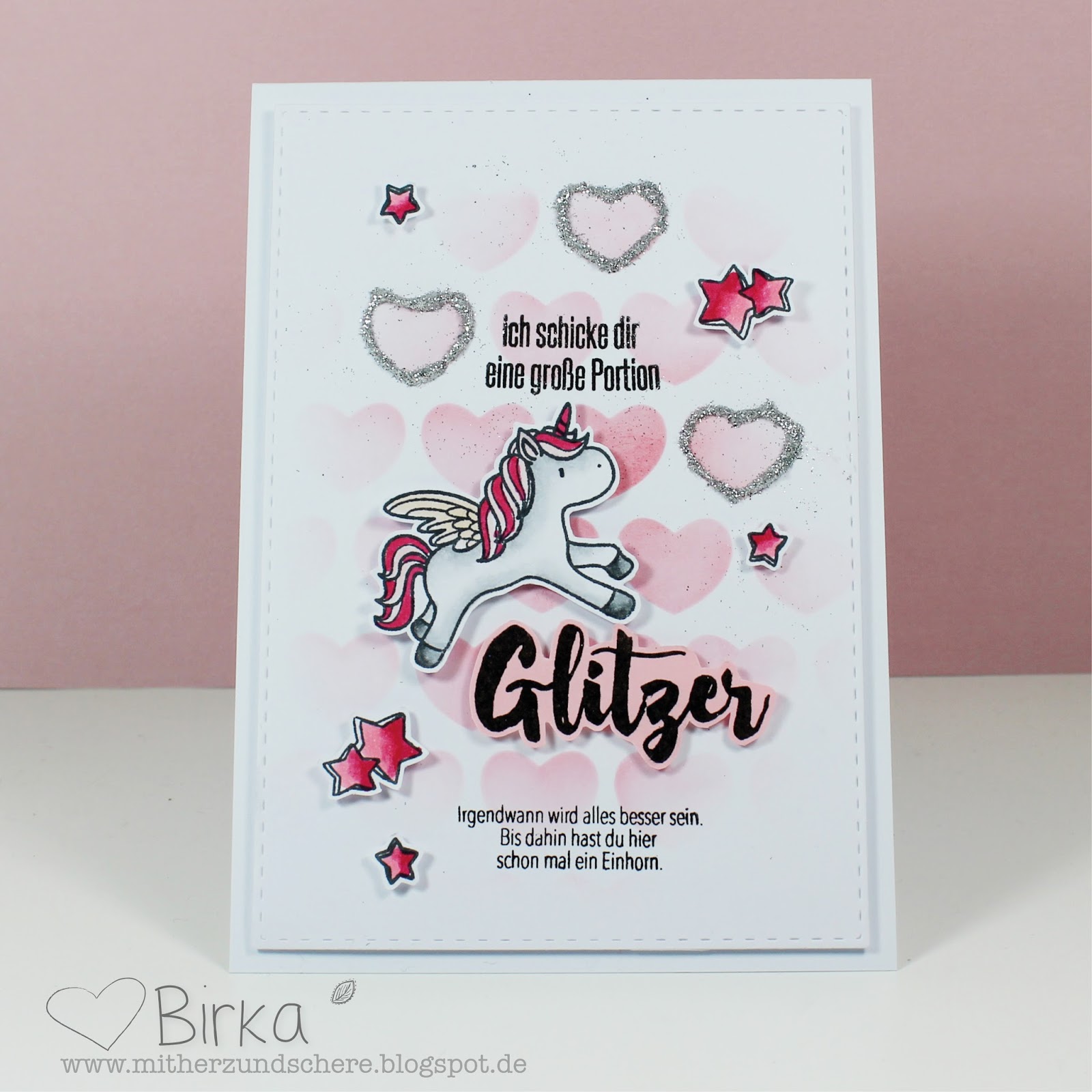 Mit Herz und Schere GlitzerEinhorn