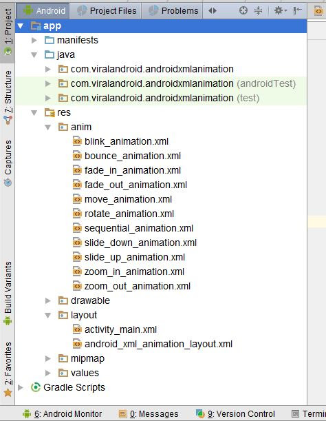 Android XML Animation Project Structure