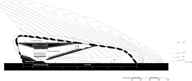 Illustration of section B on new opera house in Busan