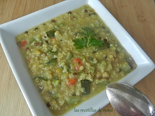 Lentejas rojas con verdura