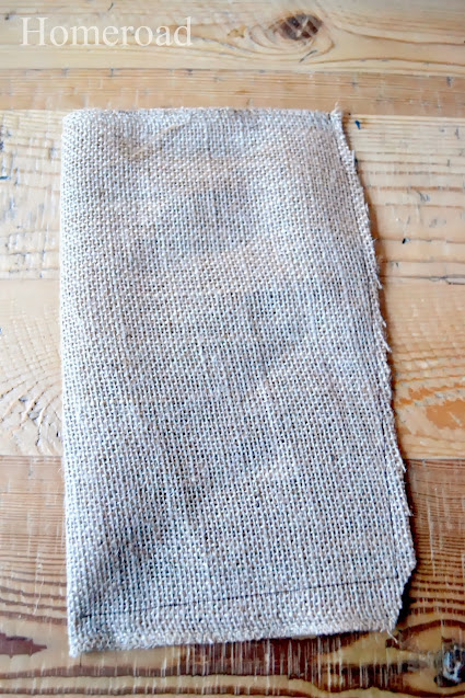 burlap gift bag folded and sewed