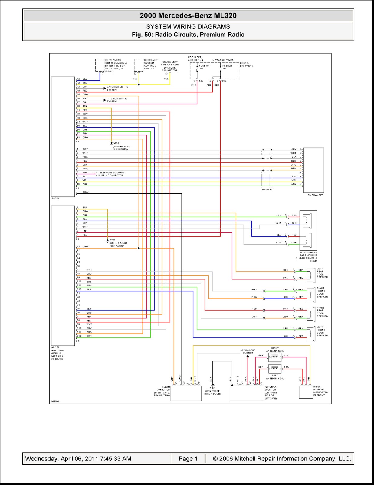 2000 Mercedes ml320 radio wiring diagram #6
