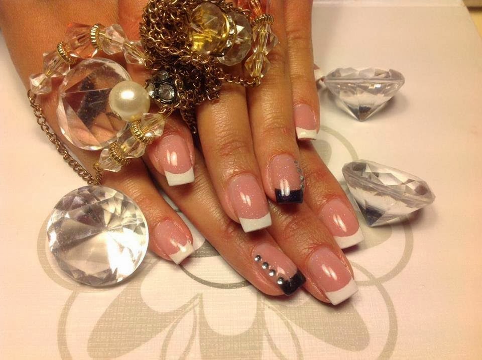 black gel ring fingers with simple stone Needy Nails Taupo Acrylics, Gel, LED, Nail Art Design