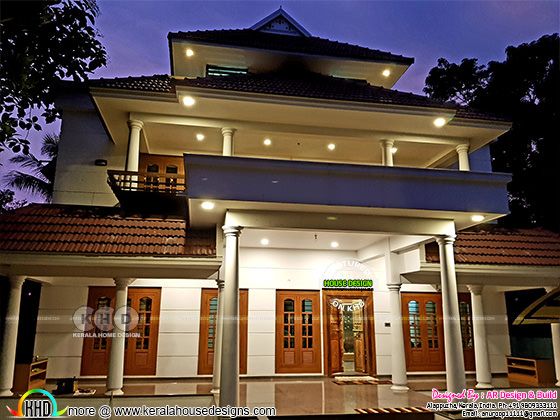 Finished Kerala home design with 4 bedrooms