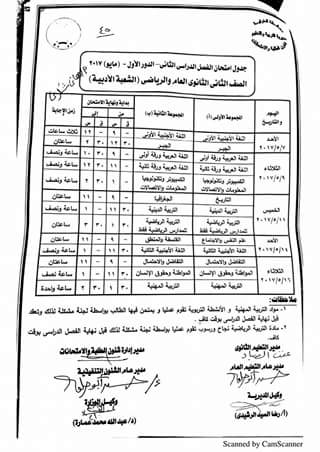 جداول امتحانات آخر العام 2017 لجميع الصفوف بمحافظة المنوفية 0%2B%25283%2529