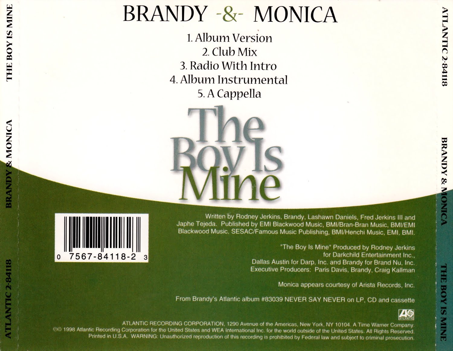 highest level of music Brandy & Monica The Boy Is MineCDS1998