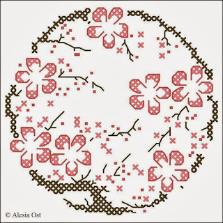 Free cross-stitch patterns, sakura tree, sakura, pin cushion, floral, cross-stitch, back stitch, cross-stitch scheme, free pattern, x-stitchmagic.blogspot.it, вышивка крестиком, бесплатная схема, punto croce, schemi punto croce gratis, DMC, blocks, symbols,