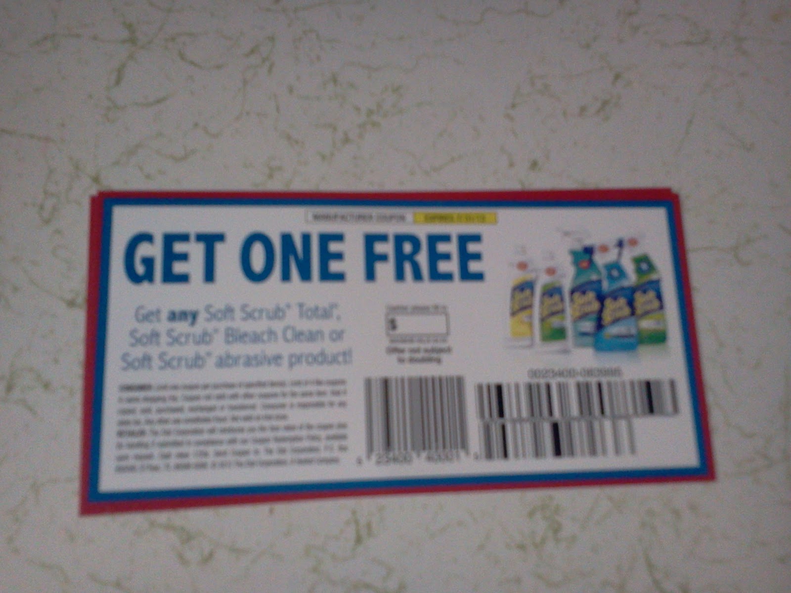 Money Saving Mommies X 2 Coupons for FREE Soft Scrub cleaner!!!!!