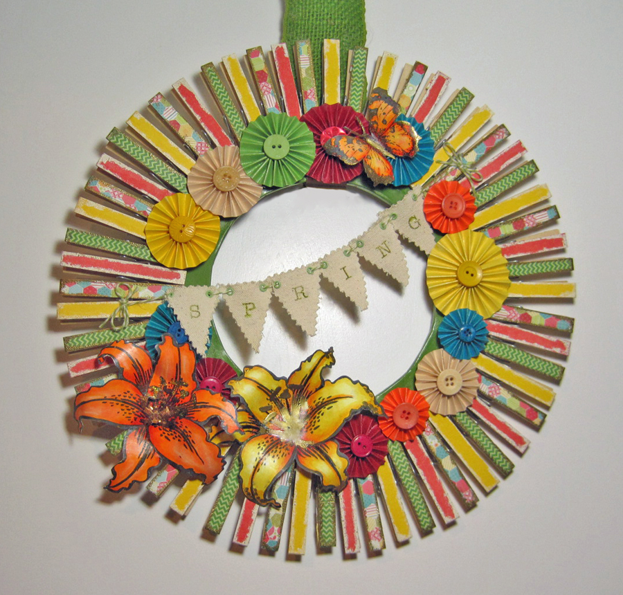 A. Spoon Full of Sugar Spring Clothespin Wreath